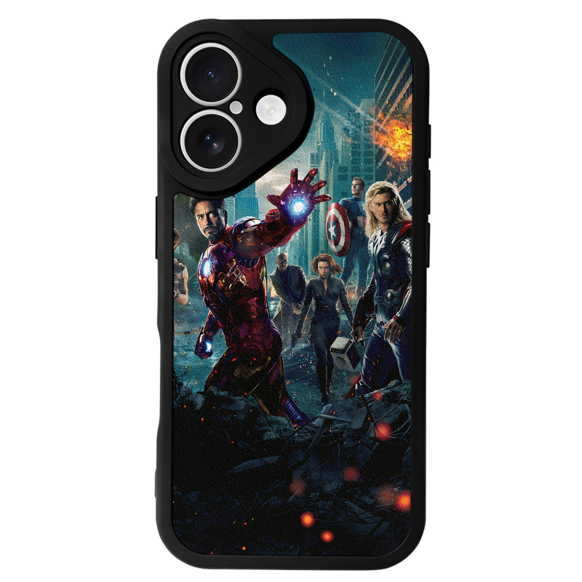 （画像用） アベンジャーズ The Avengers 【iPhone 16シリーズ対応】シリコンスマホケース（レザー調） 材質：シリコン